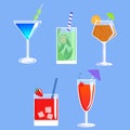 Vector illustration of different cocktails. Royalty Free Stock Photo